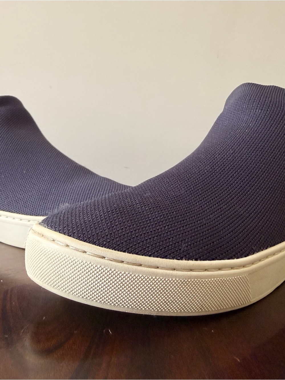 Rothy’s The Chelsea Women’s 7.5 Nightfall Navy Blue Knit Slip On Sneaker Boot